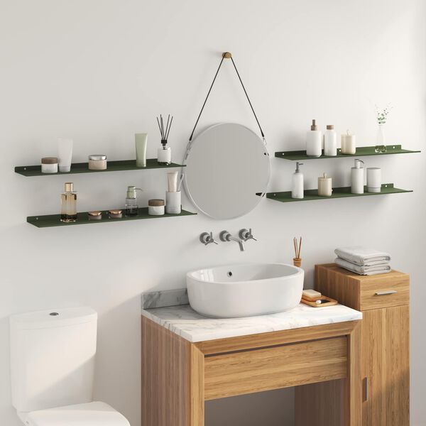 vidaXL &Eacute;tag&egrave;re flottante 4 pcs Vert olive 80 x 18 x 2,5 cm Acier