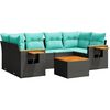 vidaXL Salon de jardin 7 pcs avec coussins noir r&eacute;sine tress&eacute;e