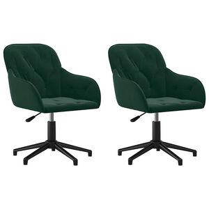 vidaXL Chaises pivotantes &agrave; manger lot de 2 Vert fonc&eacute; Velours