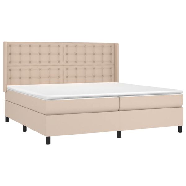 vidaXL Sommier &agrave; lattes de lit avec matelas Cappuccino 200x200 cm