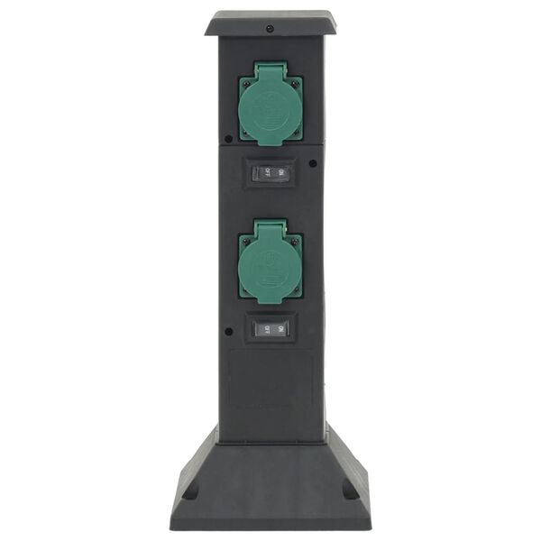 vidaXL Colonne de prise d'extérieur à 4 voies noir vert 16x16x39,5 cm