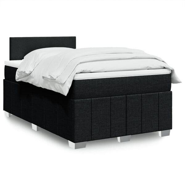vidaXL Sommier à lattes de lit avec matelas noir 120x190 cm tissu