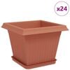 vidaXL Pots de plantes 24 pc Rouge brique Plastique