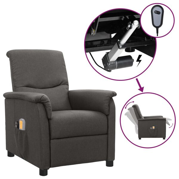 vidaXL Fauteuil électrique de massage Gris foncé Tissu