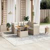 vidaXL Salon de jardin avec coussins 5 pcs beige r&eacute;sine tress&eacute;e
