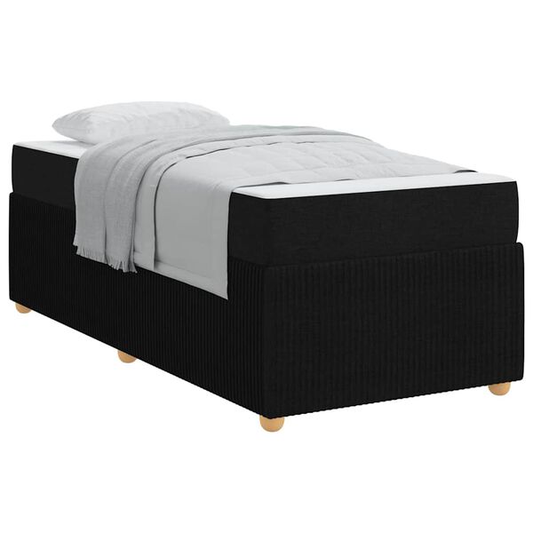 vidaXL Cadre de lit avec matelas Noir 90 x 190 cm tissu