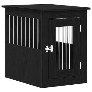 vidaXL Meuble pour cage &agrave; chien en ch&ecirc;ne noir 45 x 62 x 59 cm Bois d'ing&eacute;nierie
