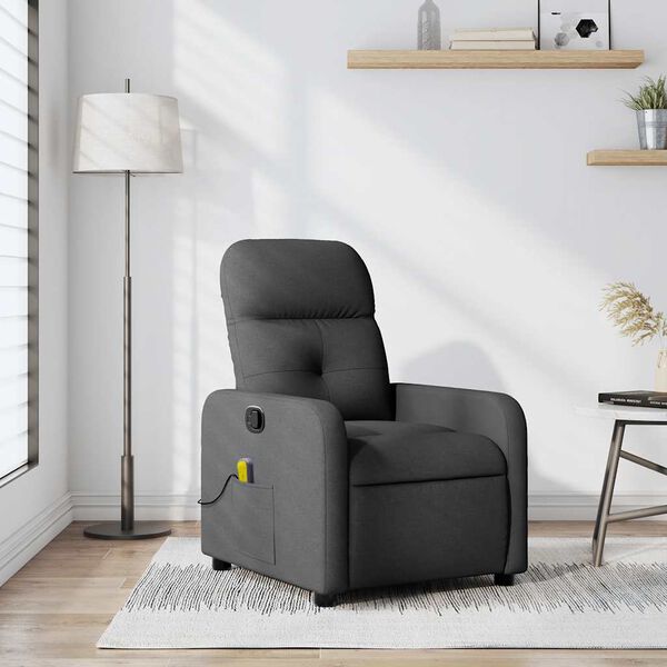 vidaXL Fauteuil de massage inclinable Gris fonc&eacute; Tissu
