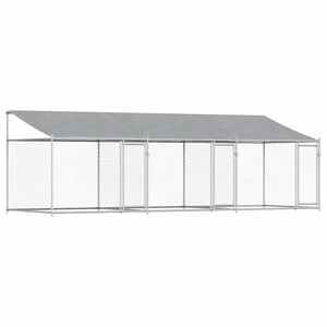 vidaXL Cage pour chien avec toit et portes gris 6x2x2m acier galvanis&eacute;