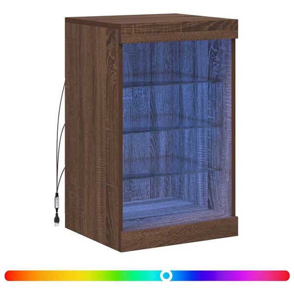 vidaXL Buffet avec lumi&egrave;res LED ch&ecirc;ne marron 41x37x67 cm