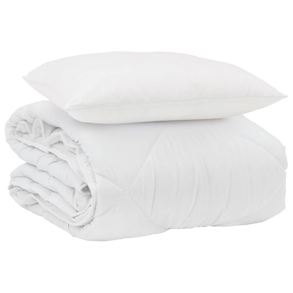 vidaXL Duvet d'&eacute;t&eacute; simple avec oreiller 2 pcs Blanc Microfibre