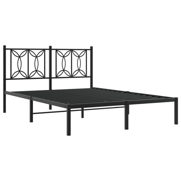 vidaXL Cadre de lit m&eacute;tal sans matelas avec t&ecirc;te de lit noir 140x200cm