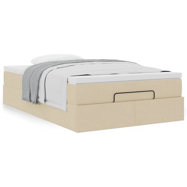 vidaXL Cadre de lit ottoman avec matelas cr&egrave;me 120x190 cm tissu