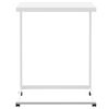 vidaXL Table d'appoint avec roues Blanc 55x35x70 cm Bois d'ing&eacute;nierie