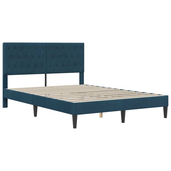 vidaXL Cadre de lit avec matelas Bleu 120 x 190 cm Velours