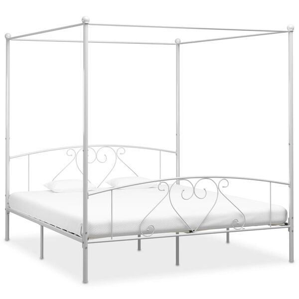vidaXL Cadre de lit sans matelas avec baldaquin blanc 180x200 cm métal