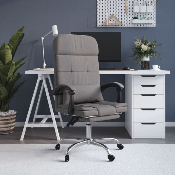 vidaXL Fauteuil de massage inclinable de bureau Taupe Tissu