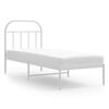 vidaXL Cadre de lit m&eacute;tal sans matelas avec t&ecirc;te de lit blanc 75x190cm