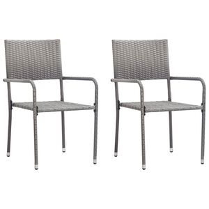 vidaXL Chaise &agrave; d&icirc;ner de jardin empilable lot de 2 gris r&eacute;sine tress&eacute;e