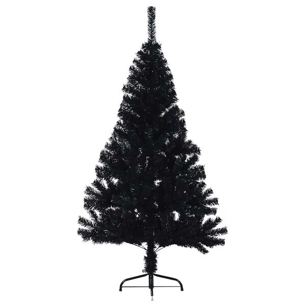 vidaXL Sapin de No&euml;l artificiel pr&eacute;-&eacute;clair&eacute; Noir 120 cm PVC