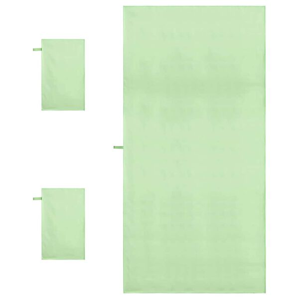 vidaXL Set de serviettes de sport 3 pcs Vert Polyester et Polyamide