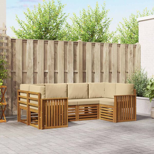 vidaXL Ensemble de canap&eacute; d'angle 6 pcs Naturel Bois d'Acacia Massif