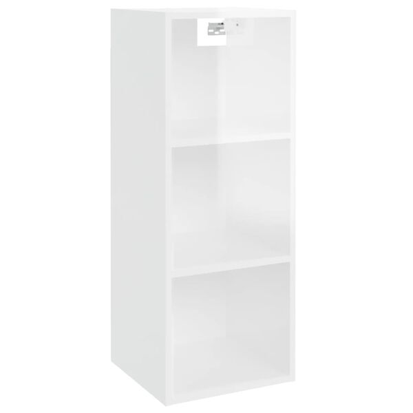 vidaXL Armoire murale Blanc brillant 34,5x32,5x90 cm Bois d'ing&eacute;nierie