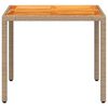 vidaXL Table de jardin beige 90x90x75 cm résine tressée et bois acacia