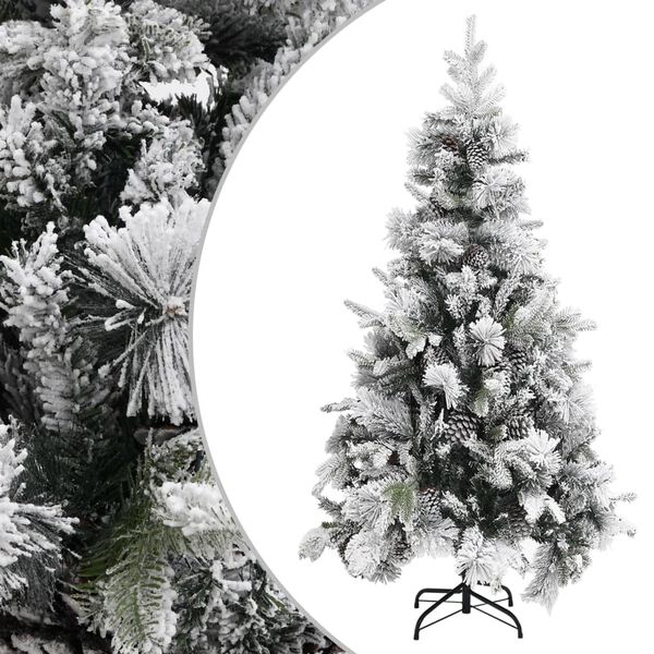 vidaXL Sapin de No&euml;l &agrave; flocons de neige et pommes de pin 225 cm PVC/PE
