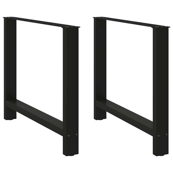 vidaXL Pieds de table &agrave; manger Noir 2 pi&egrave;ces 90 x (72-73) cm Acier