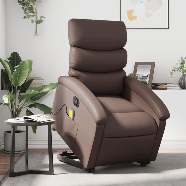 vidaXL Fauteuil inclinable de massage &eacute;lectrique marron similicuir
