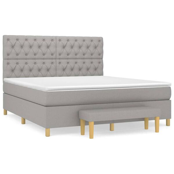 vidaXL Sommier &agrave; lattes de lit avec matelas Gris clair 160x200cm Tissu