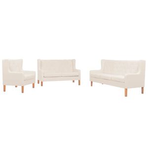 vidaXL Ensemble de canap&eacute;s 3 pcs tissu blanc cr&egrave;me