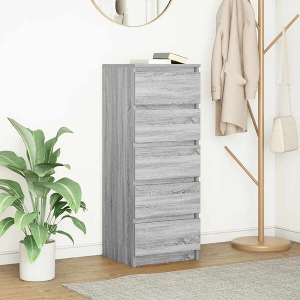 vidaXL Buffet avec tiroirs sonoma gris 37,5x35x99 cm bois d'ing&eacute;nierie
