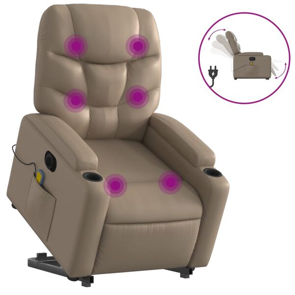 vidaXL Fauteuil inclinable de massage &eacute;lectrique cappuccino similicuir