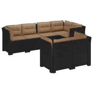 vidaXL Canap&eacute; de Jardin 7 Places avec Coussins Look Rattan PP