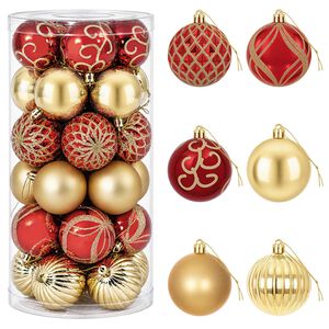 vidaXL Ensemble de boules de No&euml;l 30 pc Or et rouge &Oslash; 6 cm Plastique