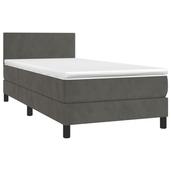 vidaXL Sommier &agrave; lattes de lit avec matelas Gris fonc&eacute; 100x200 cm