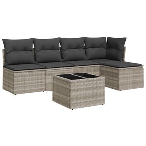 vidaXL Salon de jardin 6 pcs avec coussins gris clair r&eacute;sine tress&eacute;e