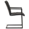vidaXL Chaises à manger cantilever lot de 4 noir cuir véritable