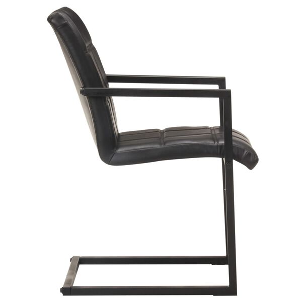 vidaXL Chaises à manger cantilever lot de 4 noir cuir véritable