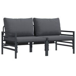 vidaXL Mobilier de jardin avec coussin avec oreiller Anthracite Acier