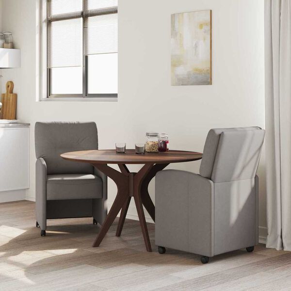 vidaXL Chaises de Salle &agrave; Manger avec Roues avec des roues 2 pcs Taupe