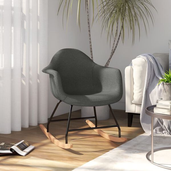 vidaXL Chaise &agrave; bascule Gris fonc&eacute; Tissu