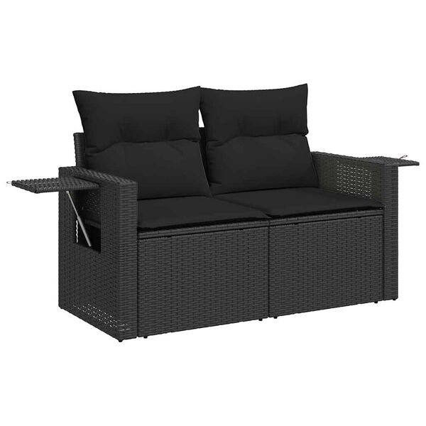 vidaXL Salon de jardin 6 pcs avec coussins noir r&eacute;sine tress&eacute;e