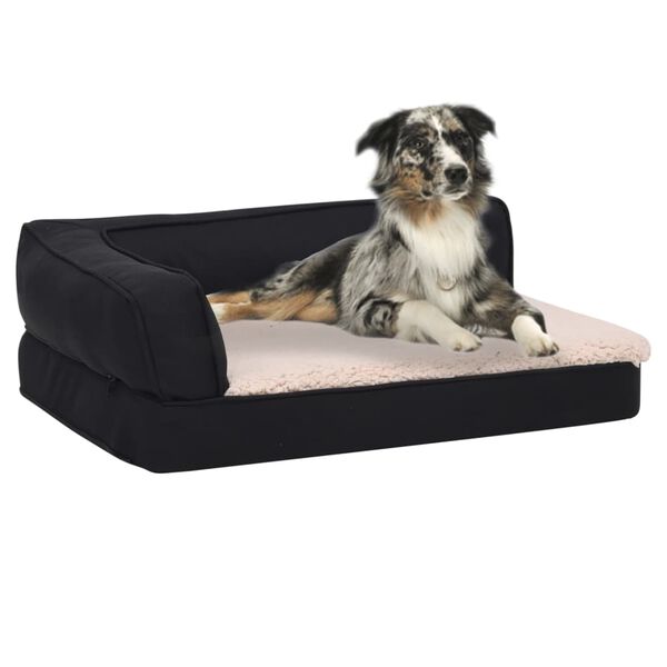 vidaXL Matelas de lit ergonomique de chien 60x42 cm Polaire aspect lin