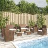 vidaXL Salon de jardin 8 pcs avec coussins r&eacute;sine tress&eacute;e marron