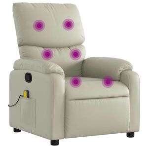 vidaXL Fauteuil inclinable de massage Cr&egrave;me Similicuir