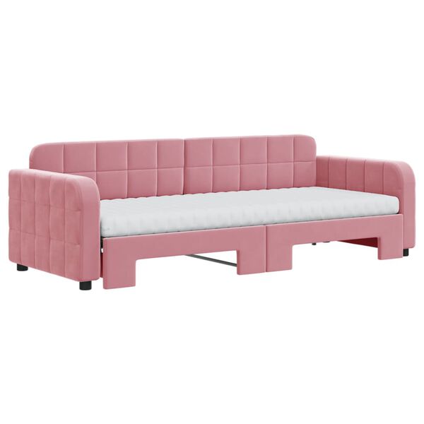 vidaXL Lit de jour avec lit gigogne et matelas rose 80x200 cm velours