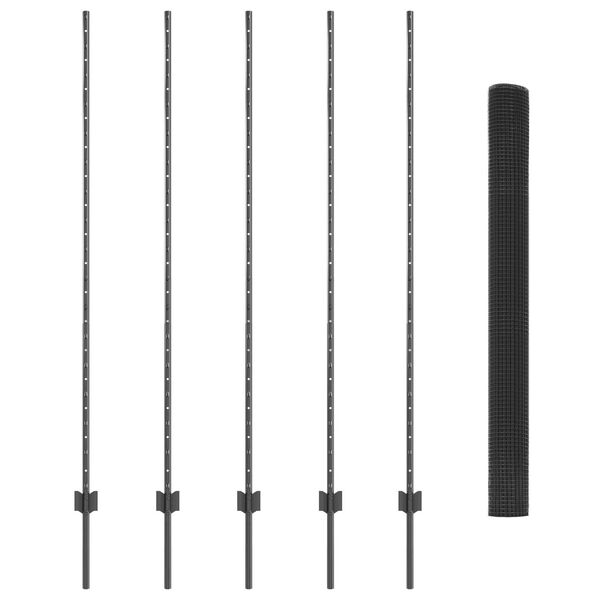 vidaXL Cl&ocirc;ture avec poteau Gris 1,5 x 10 m Acier et PVC